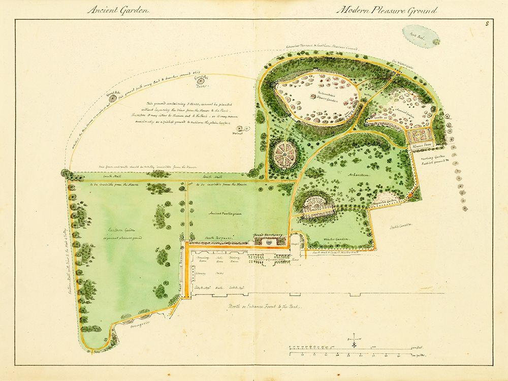 Ancient Garden and Modern Pleasure Garden: Plan, 1813 art print by Humphry Repton for $57.95 CAD