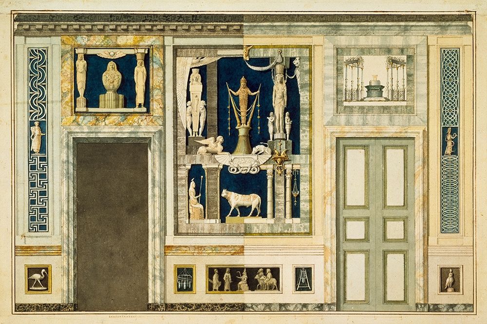 Unexecuted elevation for the Stanza Egizia at the Villa Borghese, ca. 1770-1793 art print by Tommaso Conca for $57.95 CAD