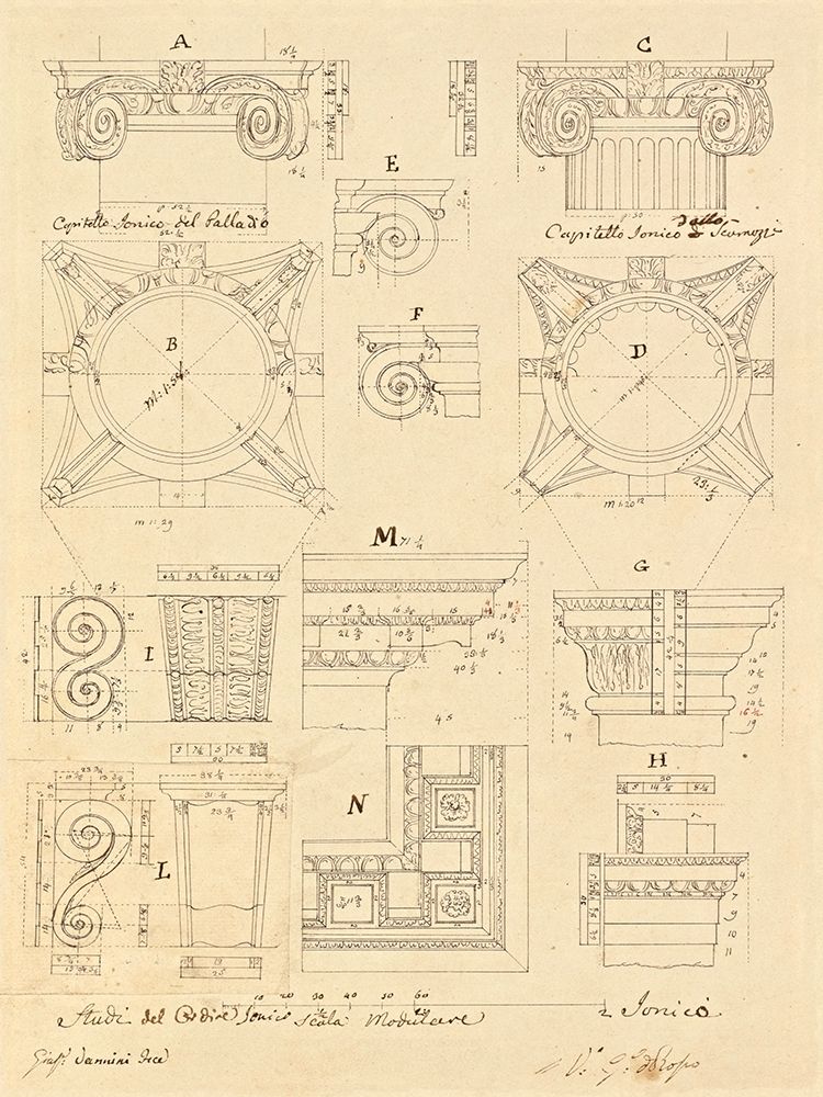 Plate 20 for Elements of Civil Architecture, ca. 1818-1850 art print by Giuseppe Vannini for $57.95 CAD