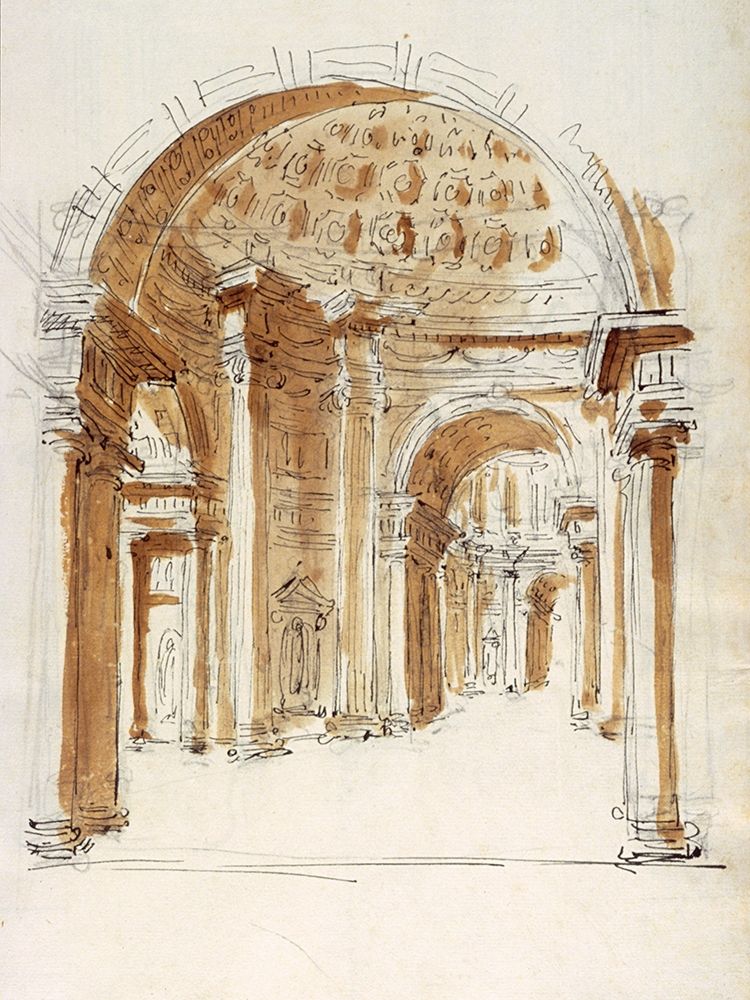 Interior hallway, Italy, 1786 art print by Marie-Joseph Peyre for $57.95 CAD