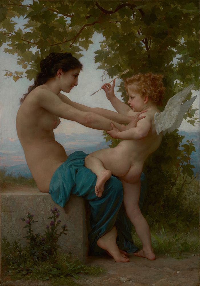 A Young Girl Defending Herself against Eros 1880 art print by William-Adolphe Bouguereau for $57.95 CAD