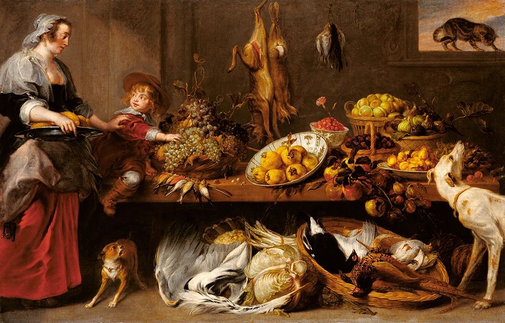 Kitchen Still Life with a Maid and Young Boy art print by Frans Snyders for $57.95 CAD