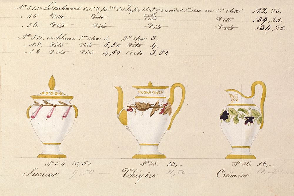 Sucrier, cheyere et cremier, ca. 1800-1820 art print by Honore for $57.95 CAD