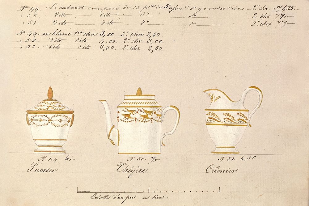 Sucrier, cheyere et cremier, ca. 1800-1820 art print by Honore for $57.95 CAD