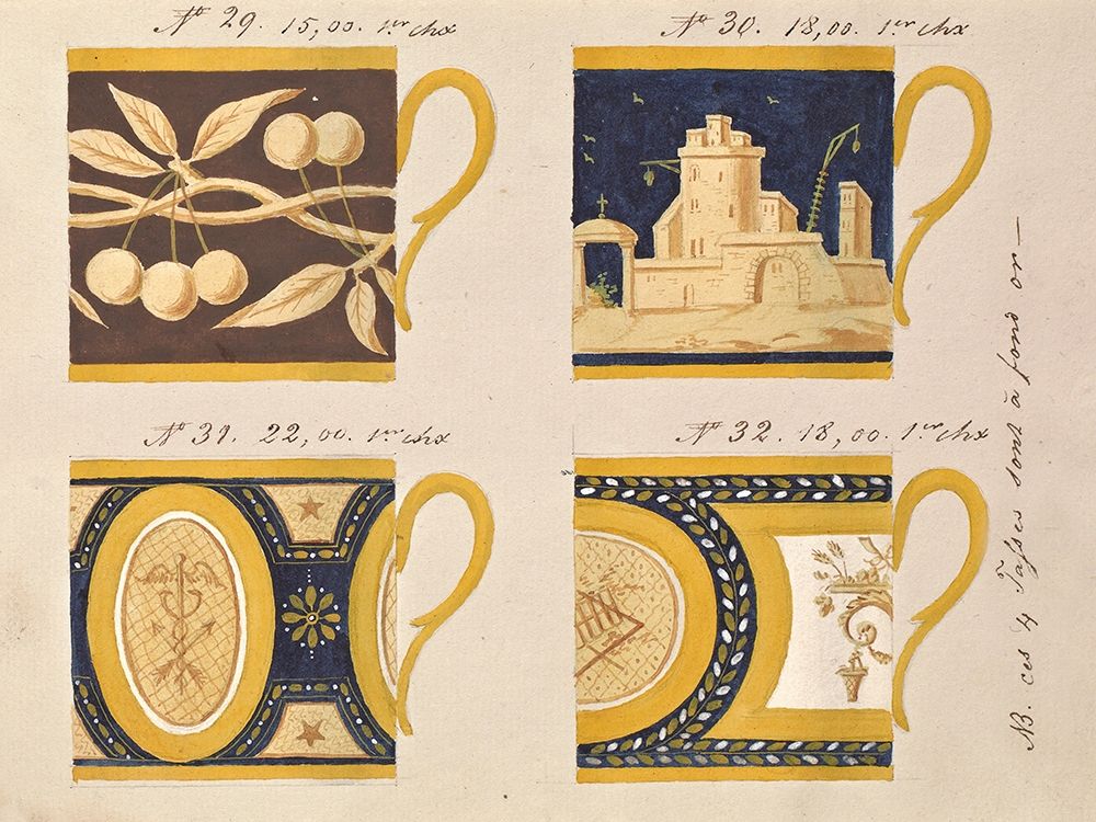 Quatre tasses a fond or, ca. 1800-1820 art print by Honore for $57.95 CAD