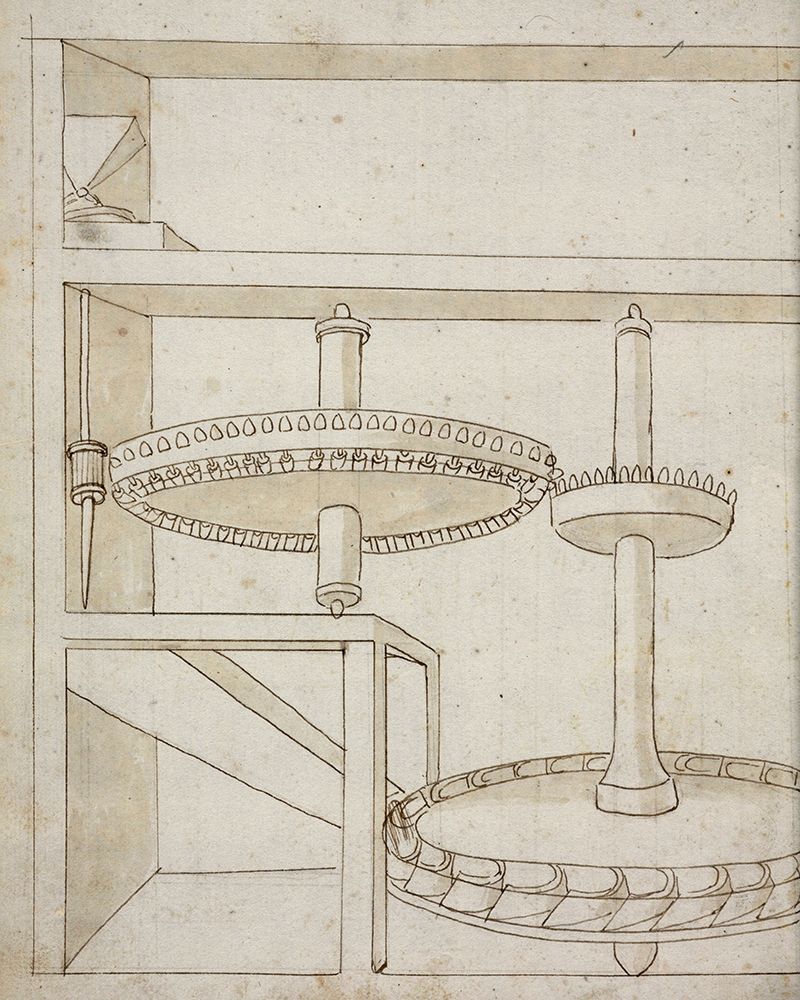 Folio 40: mill with horizontal water wheel art print by Francesco di Giorgio Martini for $57.95 CAD