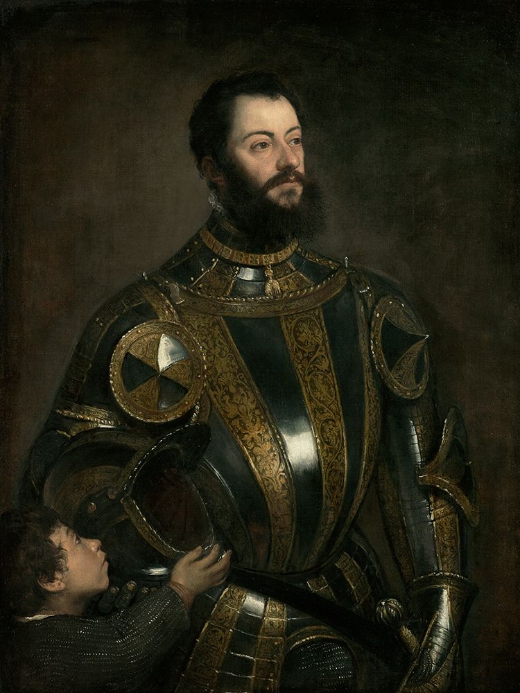 Portrait of Alfonso dAvalos, Marchese del Vasto, in Armor with a Page 1533 art print by Titian (Tiziano Vecellio) for $57.95 CAD