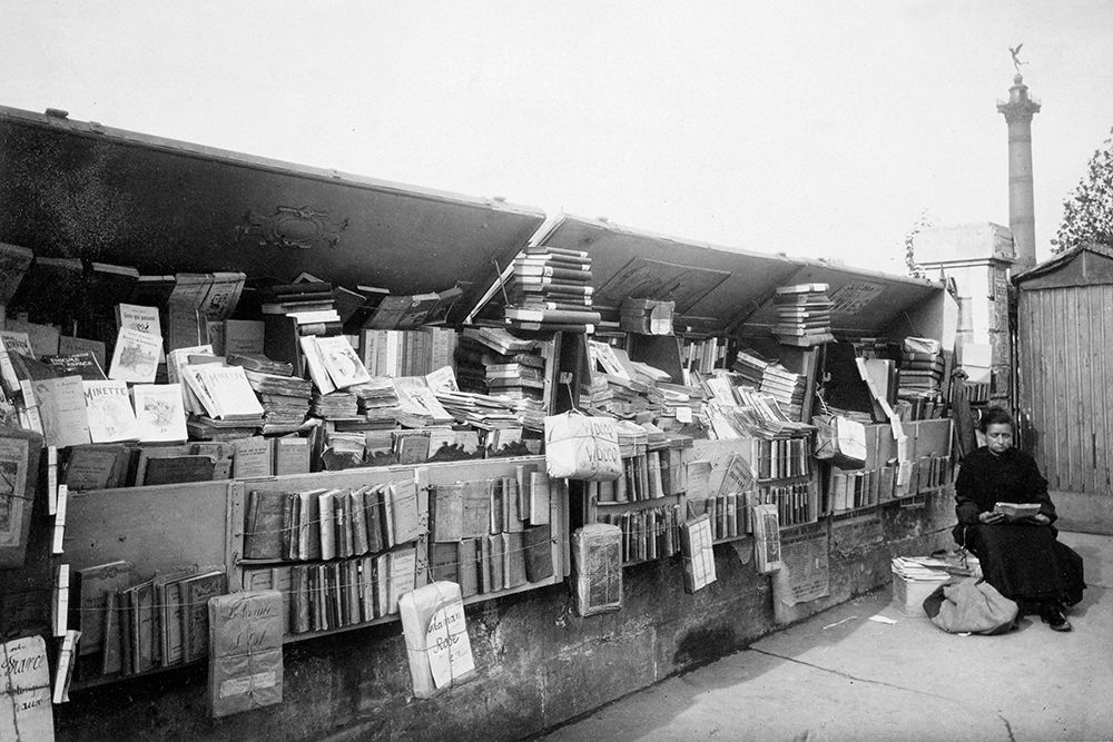 Paris, 1910-1911 - Secondhand Book Dealer, place de la Bastille bouquiniste art print by Eugene Atget for $57.95 CAD
