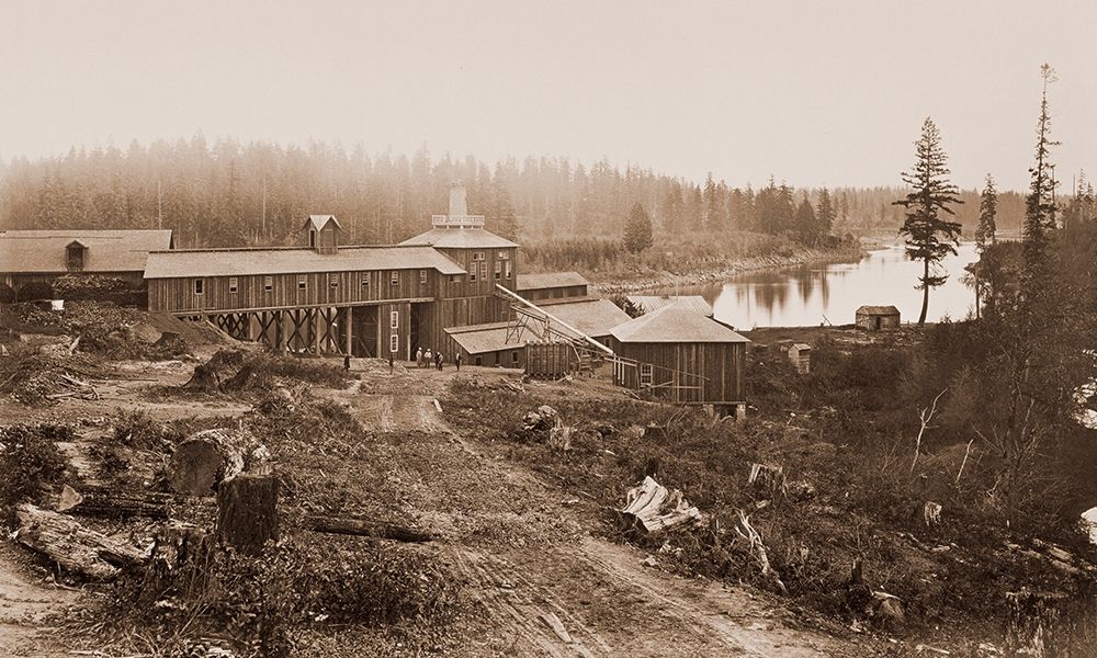 Oswego Iron Works, Willamette River, Oregon, 1867 art print by Carleton Watkins for $57.95 CAD