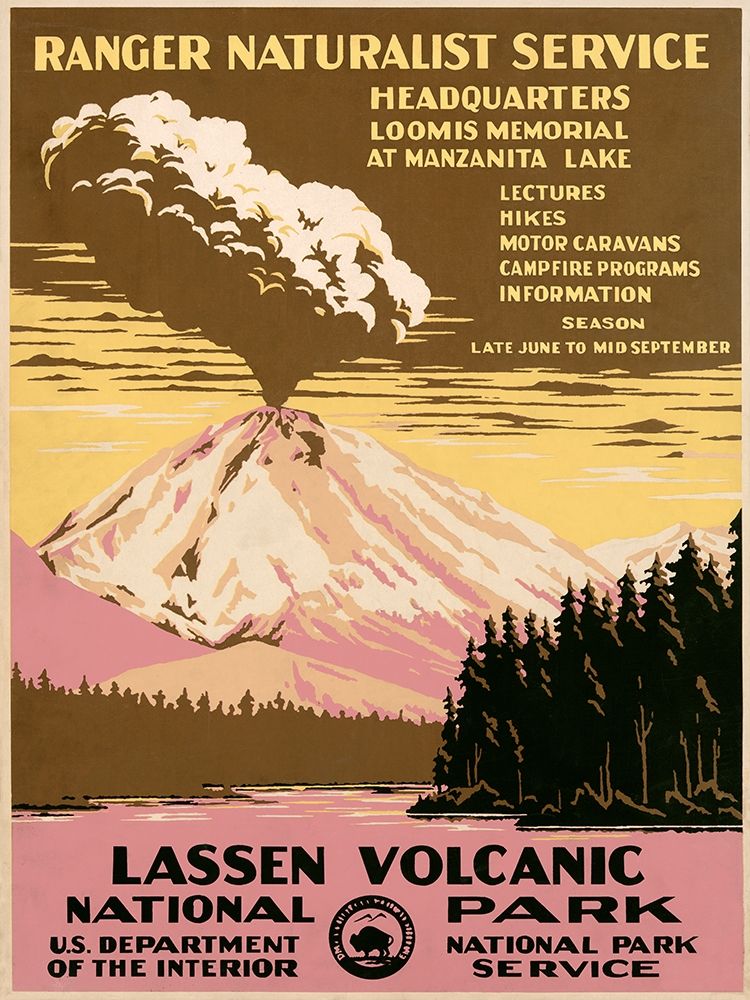 Lassen Volcanic National Park, ca. 1938 art print by Ranger Naturalist Service for $57.95 CAD