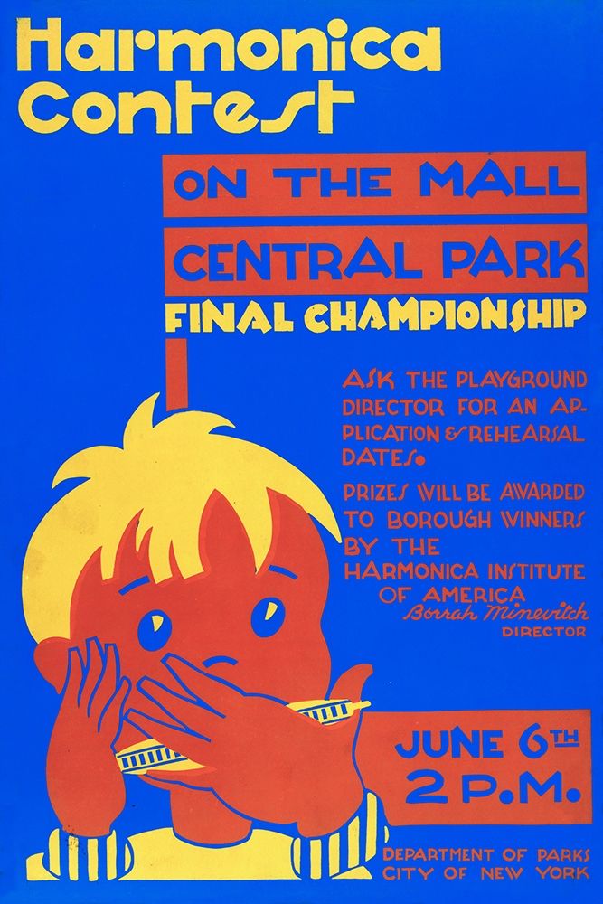 Harmonica Contest in Central Park art print by WPA for $57.95 CAD