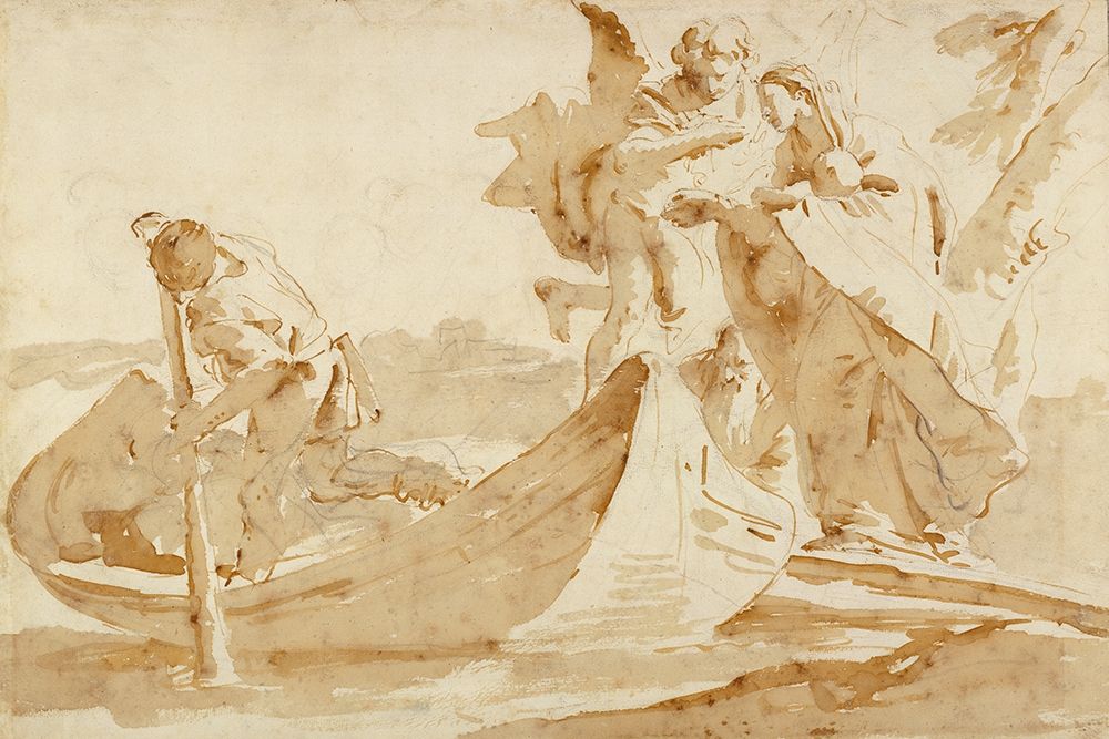 Flight into Egypt (recto); Various Studies (verso) art print by Giovanni Battista Tiepolo for $57.95 CAD