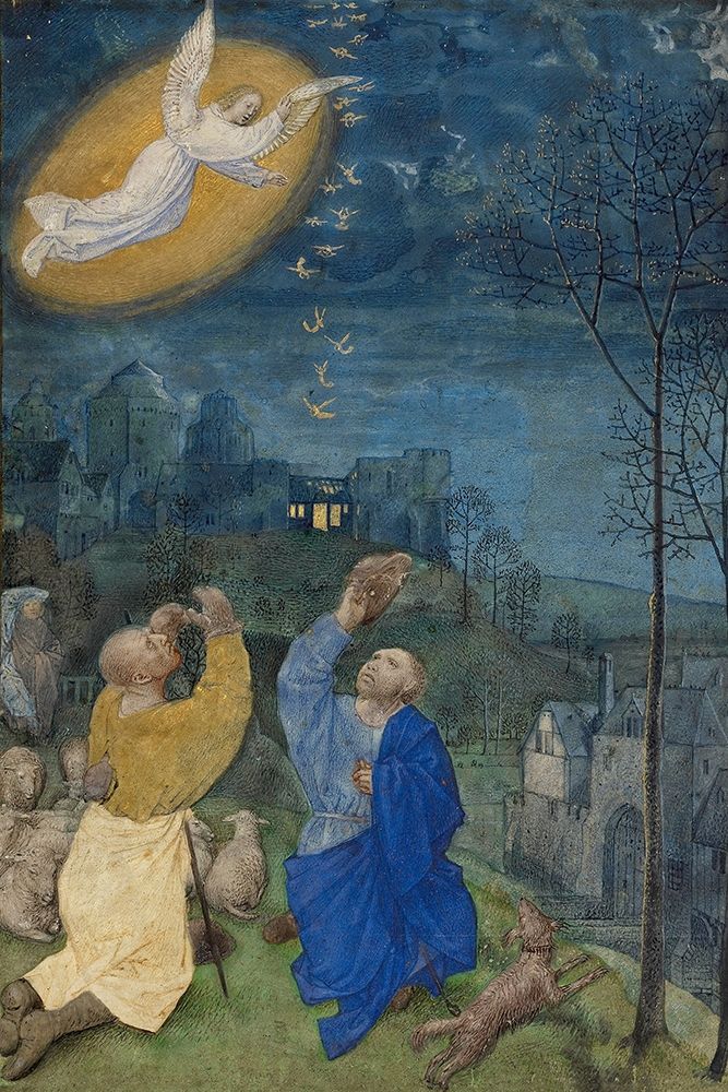 The Annunciation to the Shepherds art print by Master of the Houghton Miniatures for $57.95 CAD