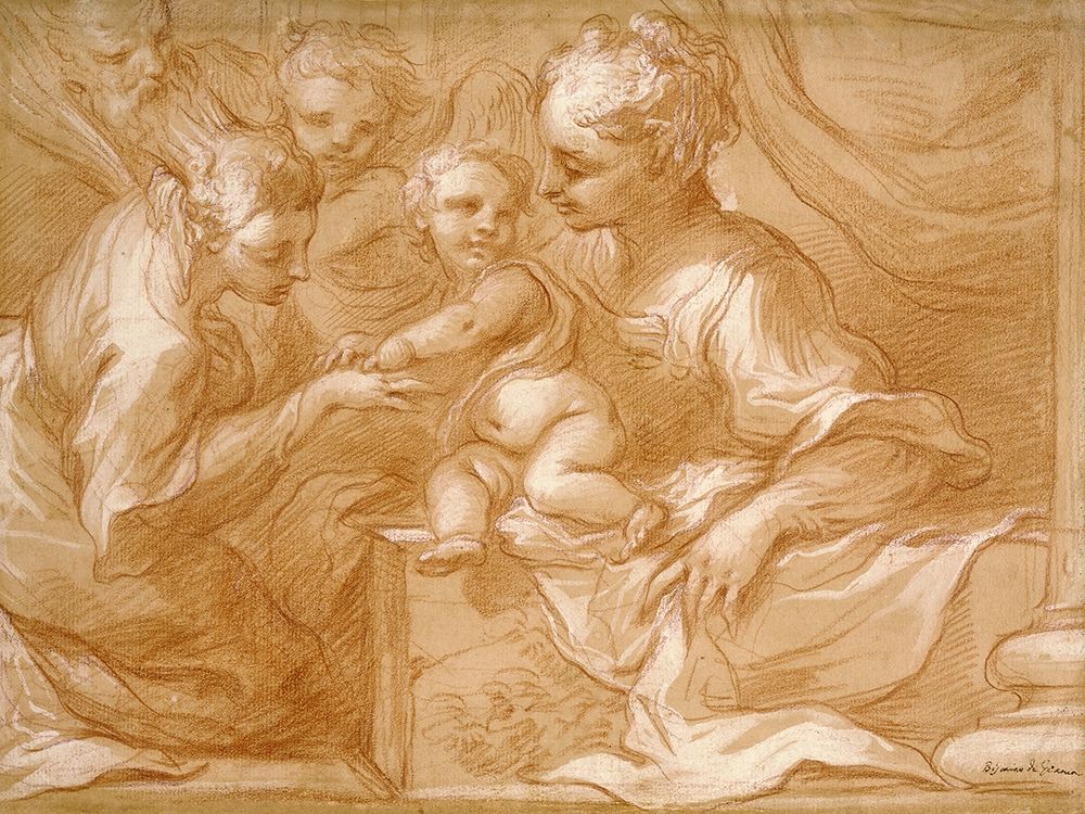 Mystic Marriage of Saint Catherine art print by Bartolomeo Biscaino for $57.95 CAD