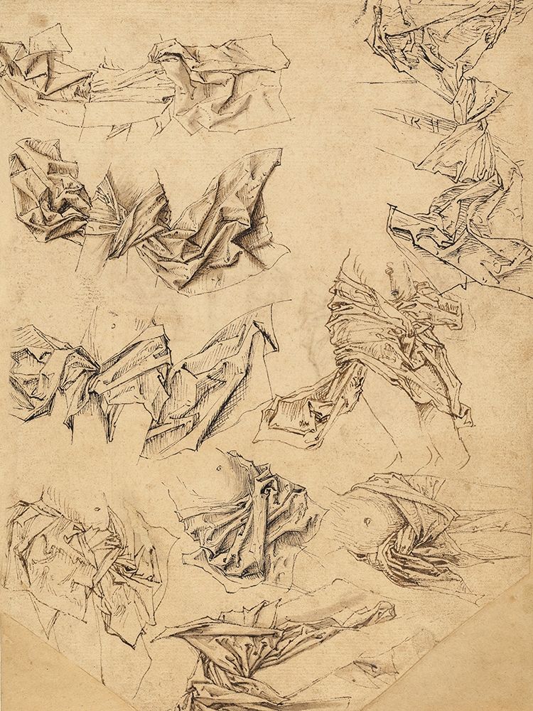 Studies of Christs Loincloth (recto); Studies of Bookbindings and of Christs Loincloth (verso) art print by Master of the Coburg Roundels for $57.95 CAD