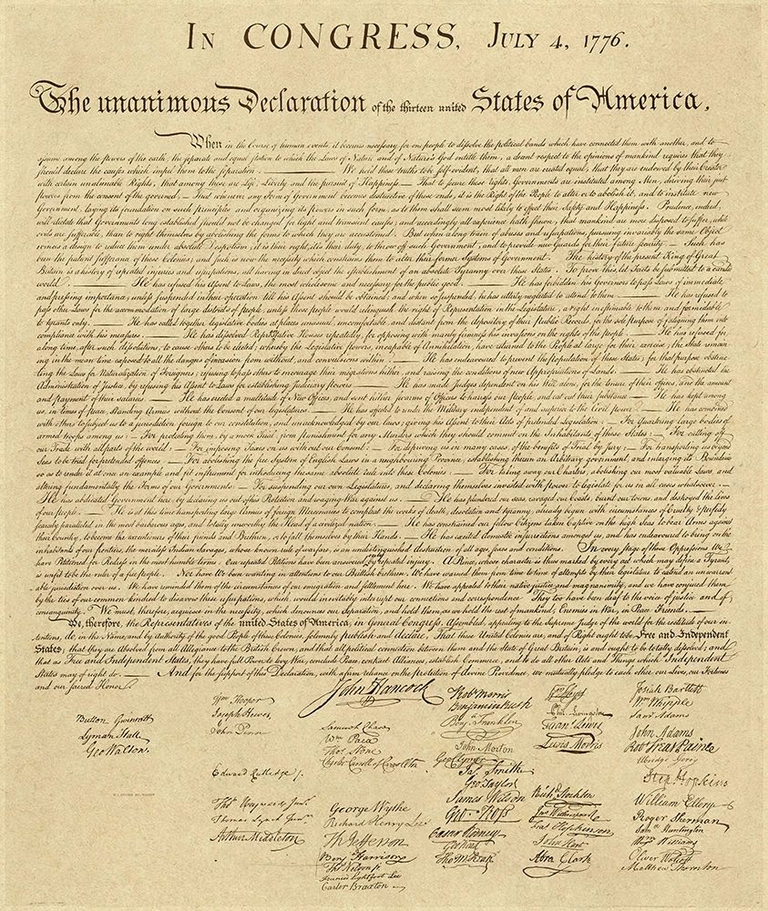 U.S. Declaration of Independence - Decorative Sepia art print by U.S. Government for $57.95 CAD