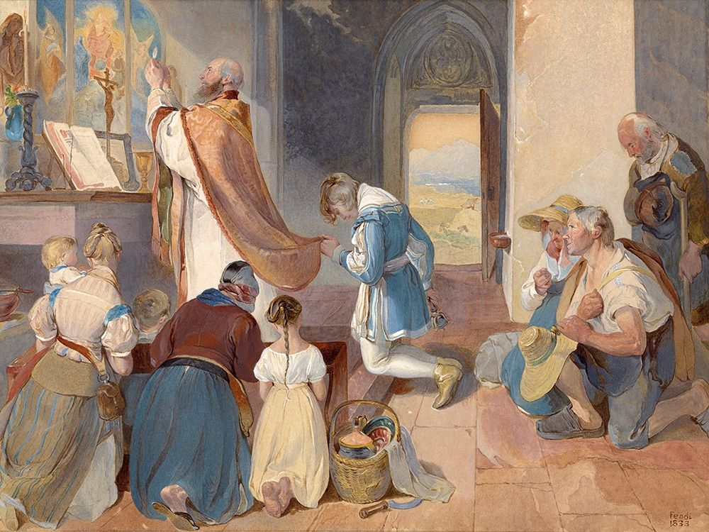 Fridolin Assists with the Holy Mass art print by Peter Fendi for $57.95 CAD