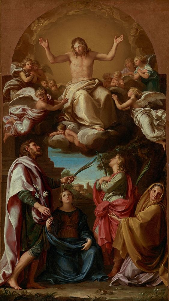 Christ in Glory with Saints Celsus, Julian, Marcionilla and Basilissa art print by Pompeo Girolamo Batoni for $57.95 CAD