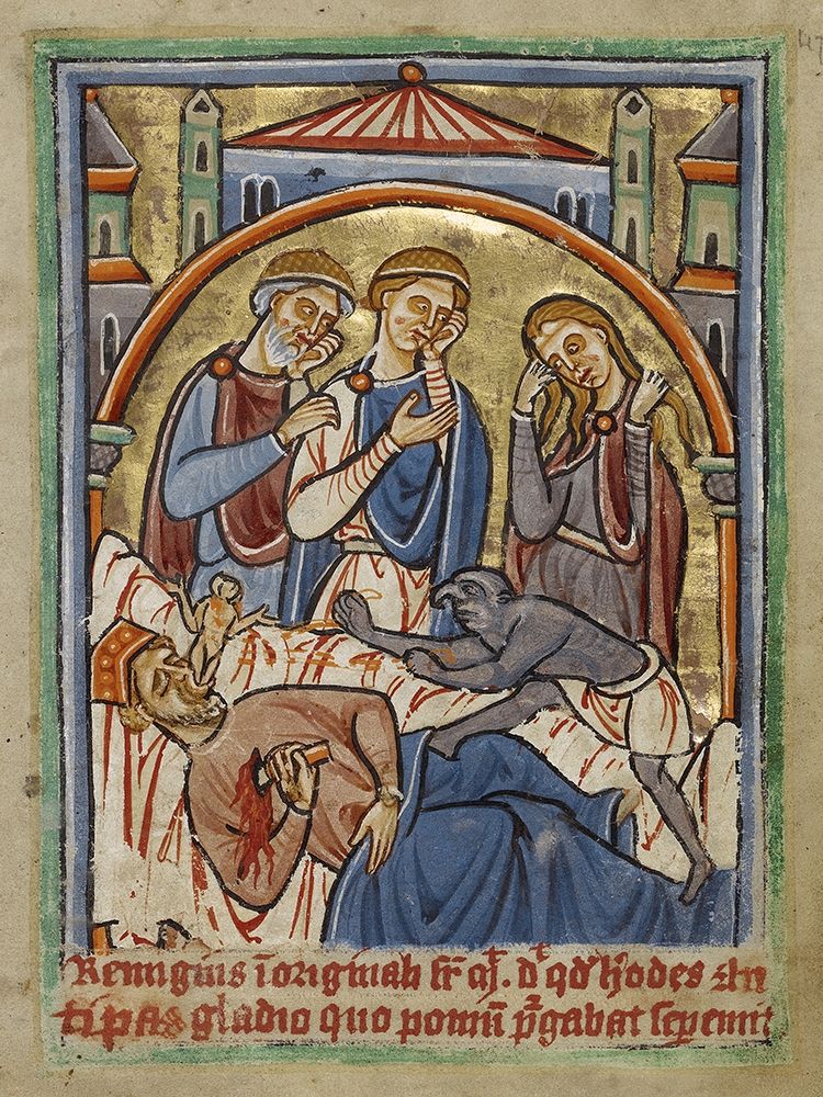 The Suicide of Herod art print by Unknown 12th Century English Illuminator for $57.95 CAD