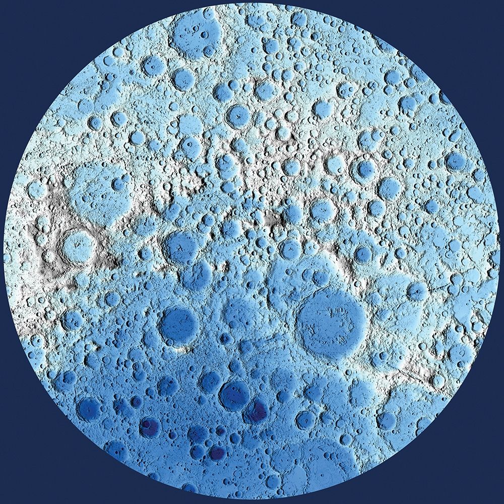 Unmarked Decorative Topographic Map of the Moon, South Pole art print by United States Geological Survey for $57.95 CAD