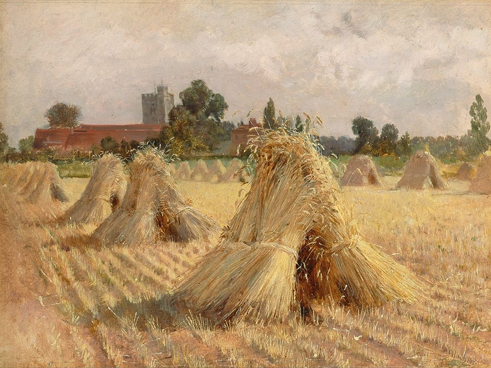 Corn Stooks by Bray Church, 1872 art print by Heywood Hardy for $57.95 CAD