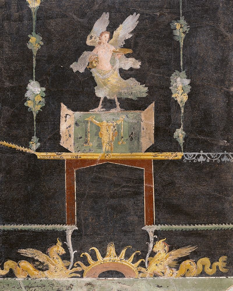 Wall fragment with Siren, Sea Monsters and Niche on Black Ground art print by Unknown 1st Century Roman Artisan for $57.95 CAD