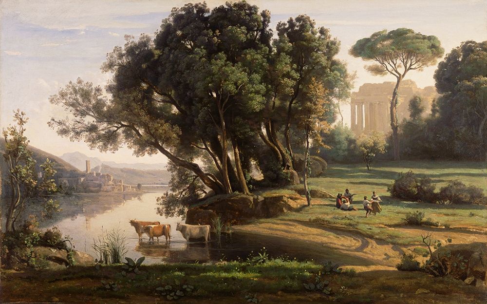 Italian Landscape (Soleil Levant) art print by Jean-Baptiste-Camille Corot for $57.95 CAD