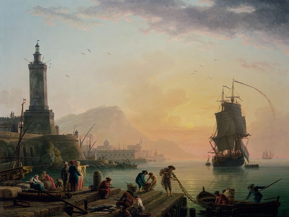 A Calm at a Mediterranean Port art print by Claude-Joseph Vernet for $57.95 CAD