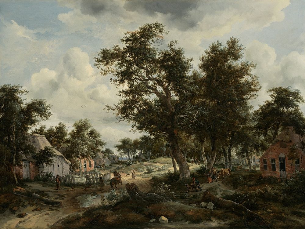 A Wooded Landscape with Travelers on a Path through a Hamlet art print by Meindert Hobbema for $57.95 CAD
