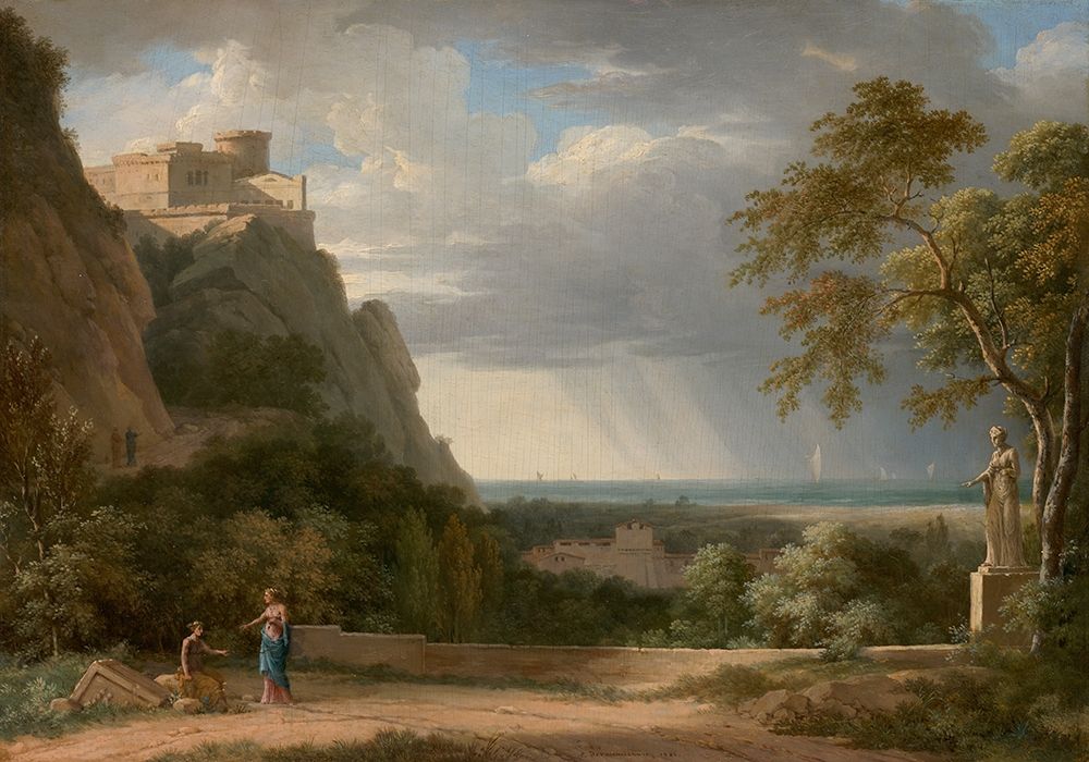 Classical Landscape with Figures and Sculpture art print by Pierre-Henri de Valenciennes for $57.95 CAD