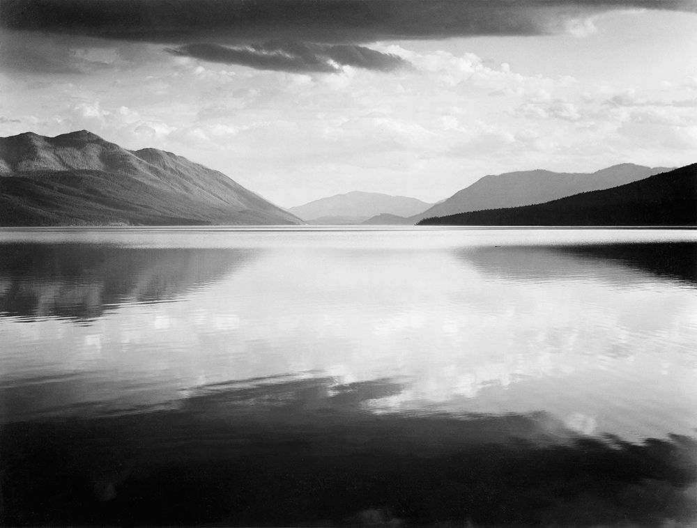 Evening, McDonald Lake, Glacier National Park, Montana - National Parks and Monuments, 1941 art print by Ansel Adams for $57.95 CAD