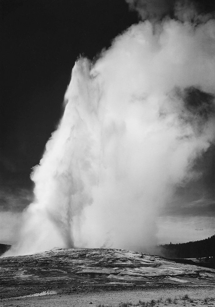 Photograph of Old Faithful Geyser Erupting in Yellowstone National Park, ca. 1941-1942 art print by Ansel Adams for $57.95 CAD
