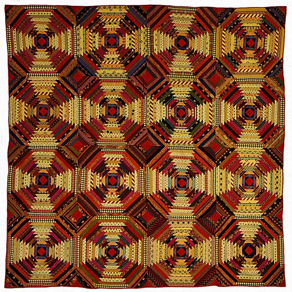 Quilt, Log Cabin Pattern, Pineapple variation art print by Unknown 19th Century American Needleworker for $57.95 CAD