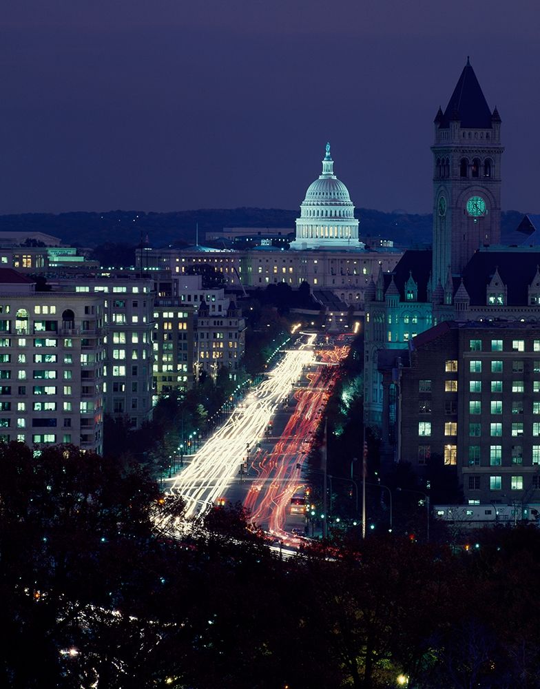 Dusk view of Pennsylvania Avenue, Americas Main Street in Washington, D.C. art print by Carol Highsmith for $57.95 CAD