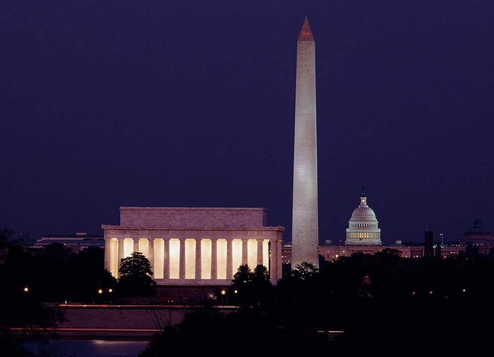 Our treasured monuments at night, Washington D.C. art print by Carol Highsmith for $57.95 CAD