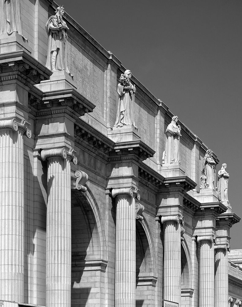 Union Station facade and sentinels, Washington, D.C. - Black and White Variant art print by Carol Highmith for $57.95 CAD