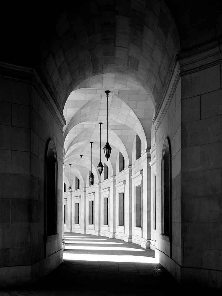 Arched architectural detail in the Federal Triangle located in Washington, D.C. - Black and White Va art print by Carol Highmith for $57.95 CAD