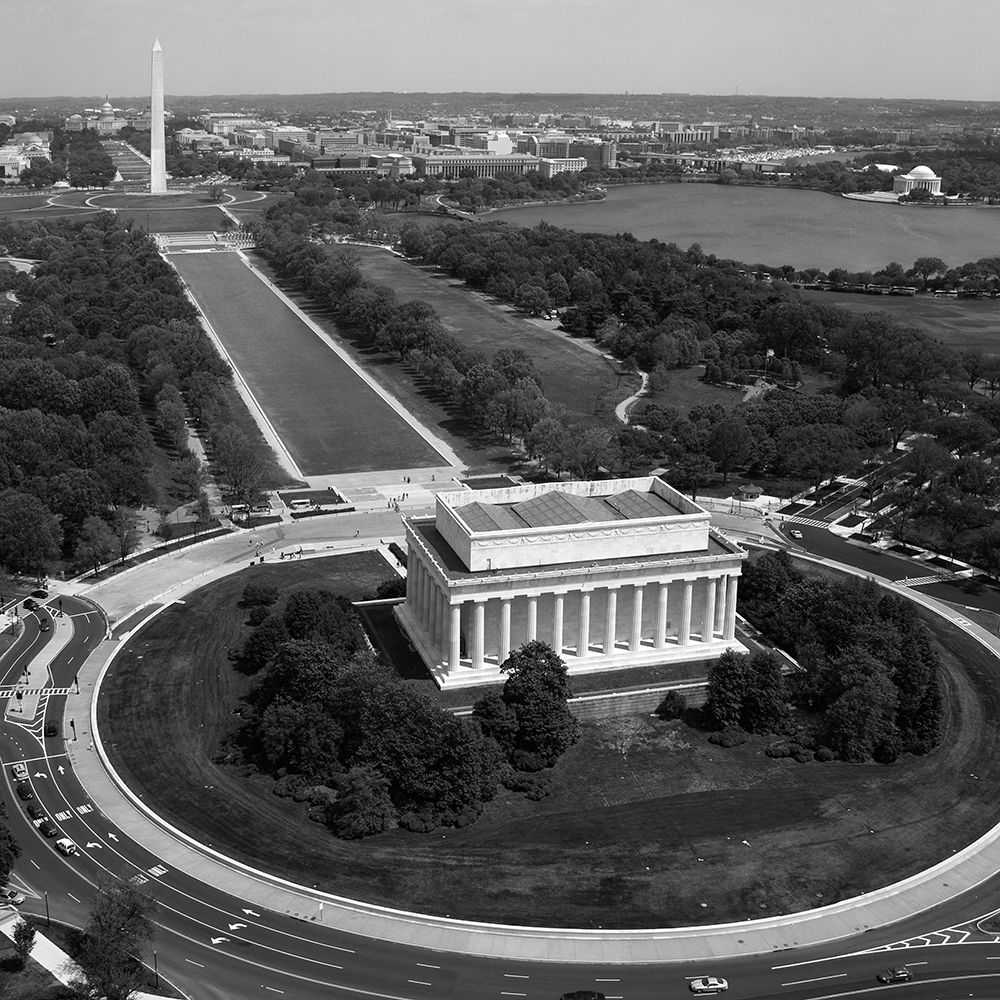 Aerial of Mall showing Lincoln Memorial, Washington Monument and the U.S. Capitol, Washington, D.C. art print by Carol Highmith for $57.95 CAD
