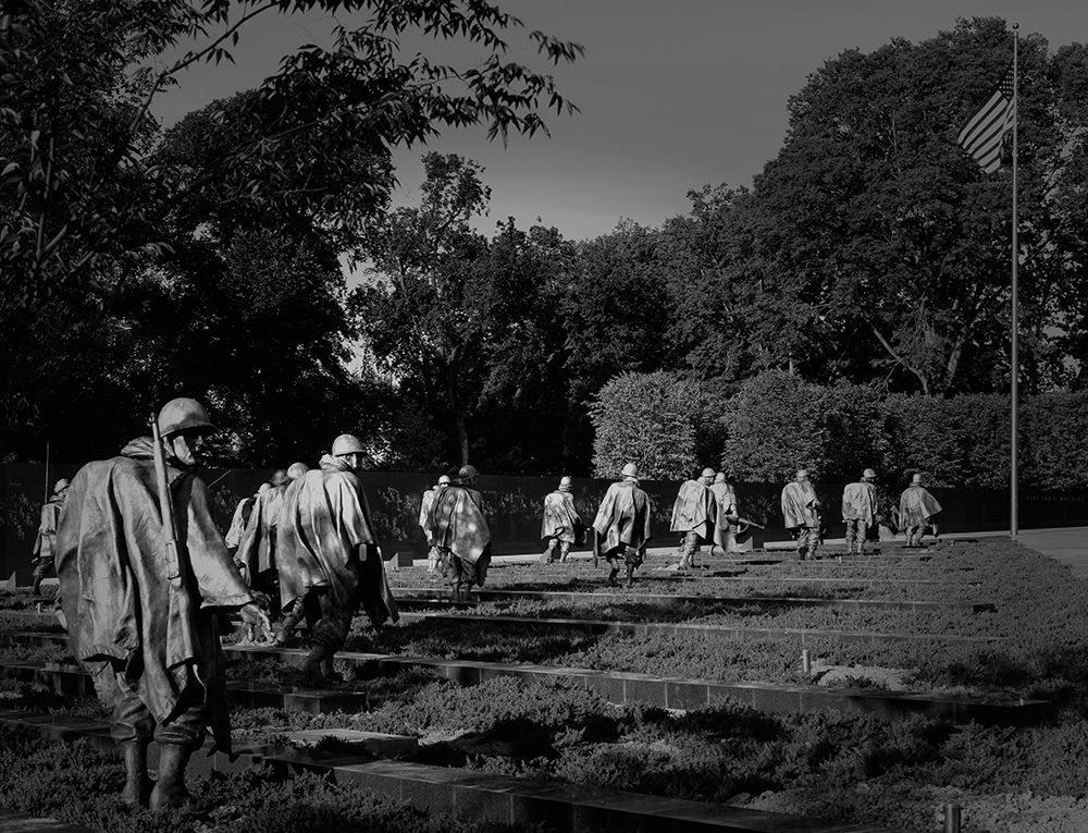 Stainless-steel troopers on patrol at the Korean War Veterans Memorial, Washington, D.C. - Black a art print by Carol Highmith for $57.95 CAD