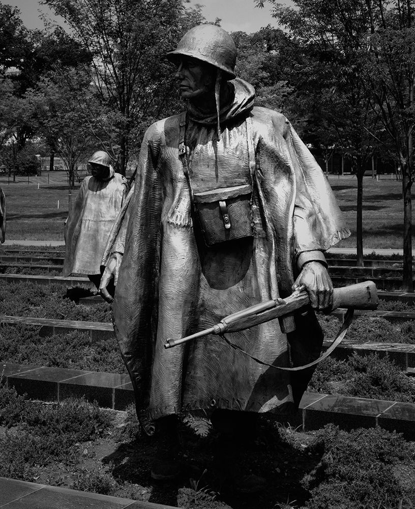 Stainless-steel trooper on patrol at the Korean War Veterans Memorial, Washington, D.C. - Black an art print by Carol Highmith for $57.95 CAD