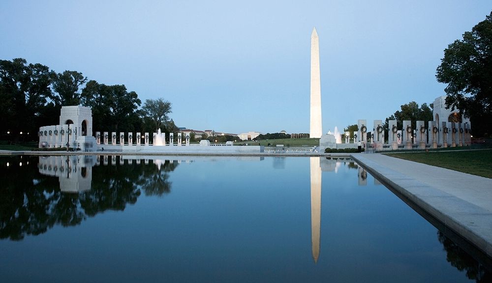 Reflecting pool on the National Mall with the Washington Monument reflected, Washington, D.C. - Vint art print by Carol Highmith for $57.95 CAD