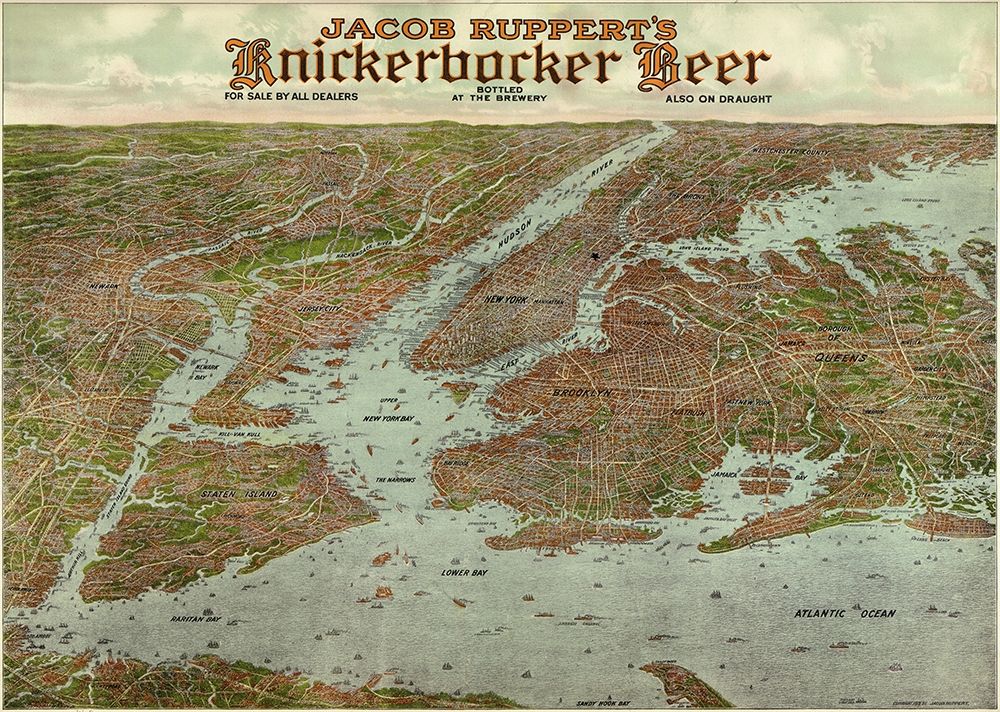 Panoramic view of New York City and vicinity, 1912 art print by Knickerbocker Beer for $57.95 CAD