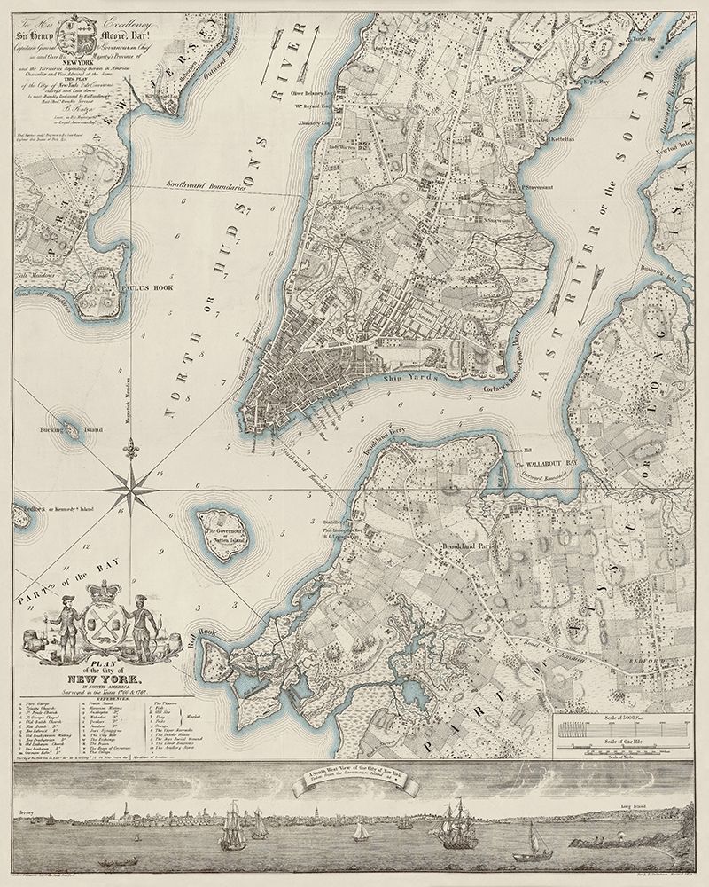 Plan of the City of New York, copied from the Ratzer Map - Decorative Blue Shading art print by New York Common Council for $57.95 CAD