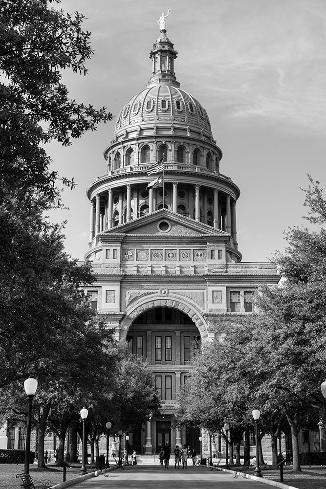 The Texas Capitol, Austin, Texas, 2014 - Black and White art print by Carol Highmith for $57.95 CAD