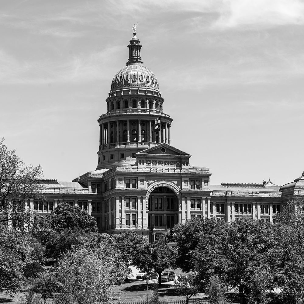 The Texas Capitol, Austin, Texas, 2014 - Black and White art print by Carol Highmith for $57.95 CAD
