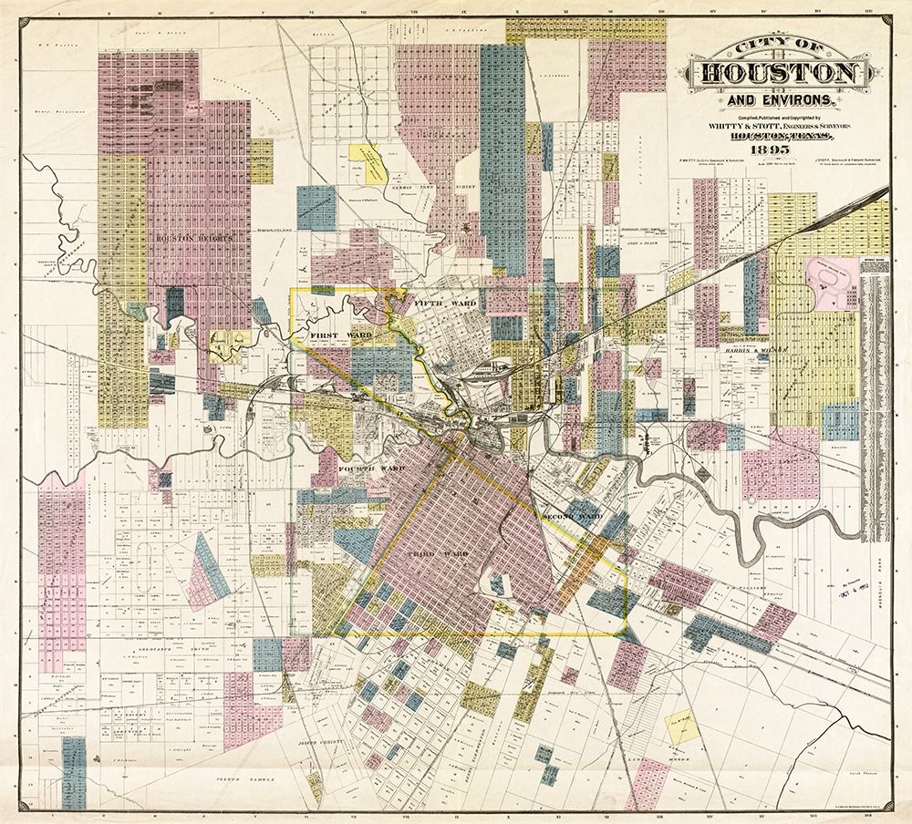 City of Houston and environs, 1895 art print by Whitty & Stott for $57.95 CAD