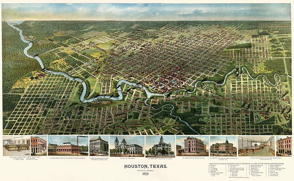 Houston, Texas, 1891 art print by Unknown 19th Century Cartographer for $57.95 CAD