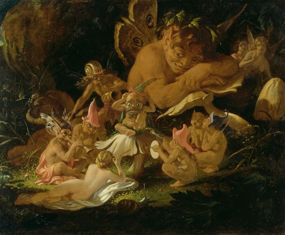 Puck and the Fairies from A Midsummer Nights Dream art print by Sir Joseph Noel Paton for $57.95 CAD