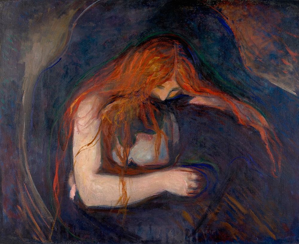 Vampire, 1895 art print by Edvard Munch for $57.95 CAD