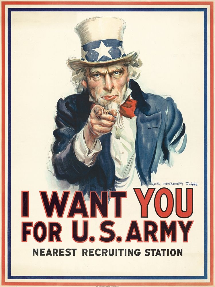 I want you for U.S. Army, c. 1917 art print by James Montgomery Flagg for $57.95 CAD